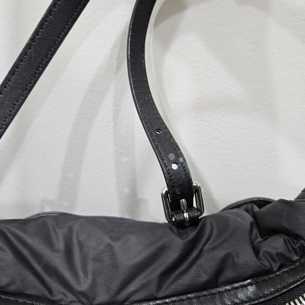 BURBERRY Abbey Quilted Black Nylon Diaper Tote Bag Leather Trim Crossbody Luxury - Picture 5 of 16
